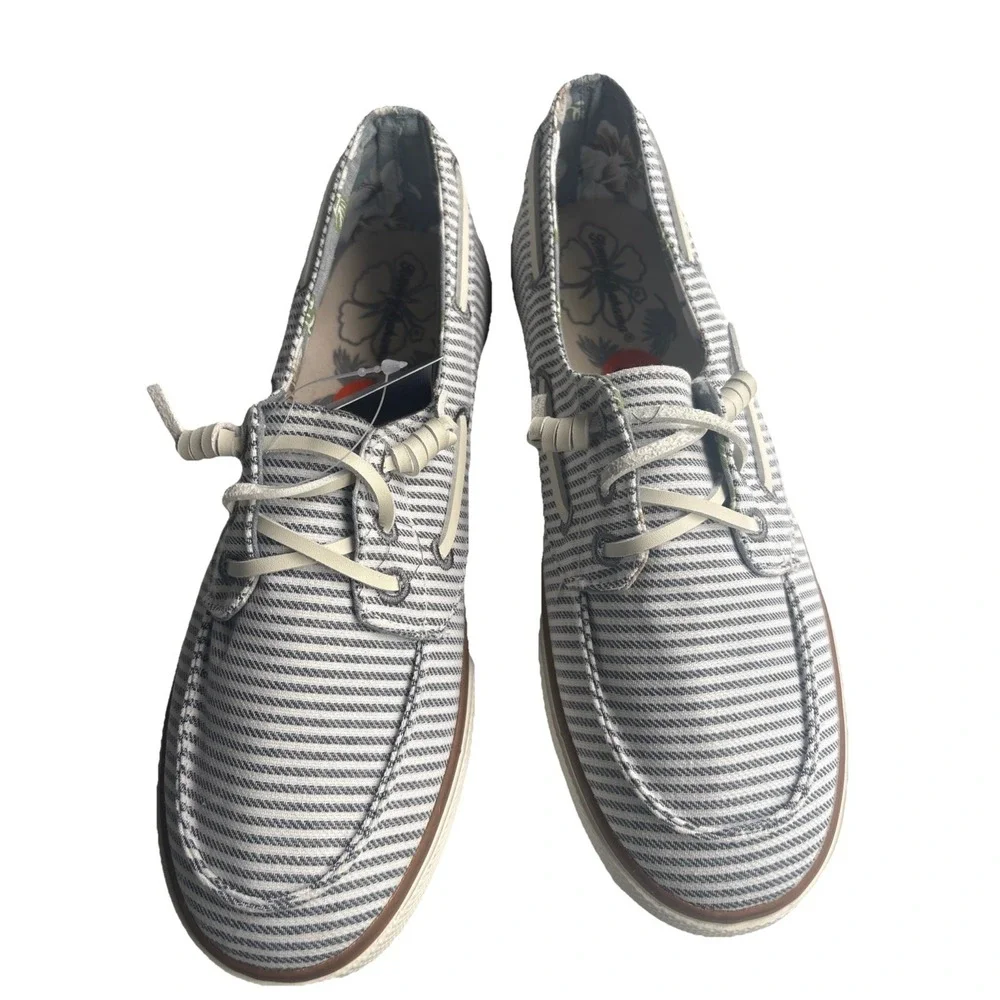 NEW Tommy Bahama Sailor Nautical Stripe Topsider Shoes Women's 9.5 Canvas